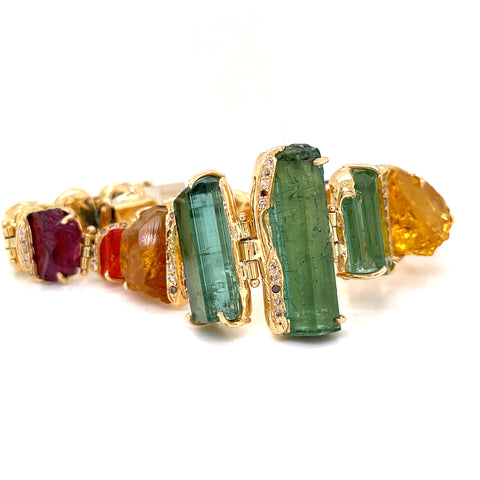 18 Karat Yellow Gold Multi-Stone Bracelet