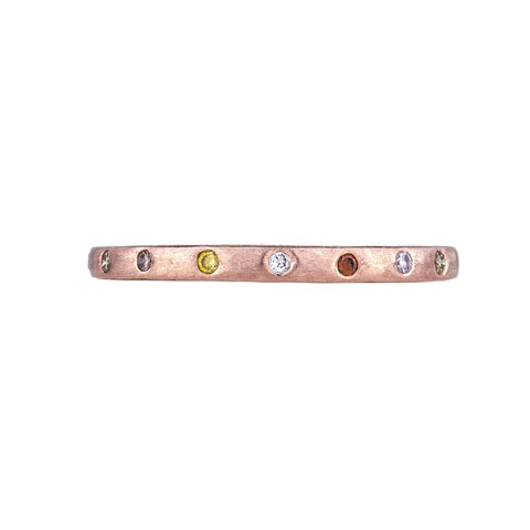 18 Karat Rose Gold Multi-Color Diamond Ring