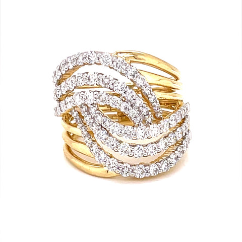 14 Karat Two-Tone White and Yellow Gold Diamond Ring