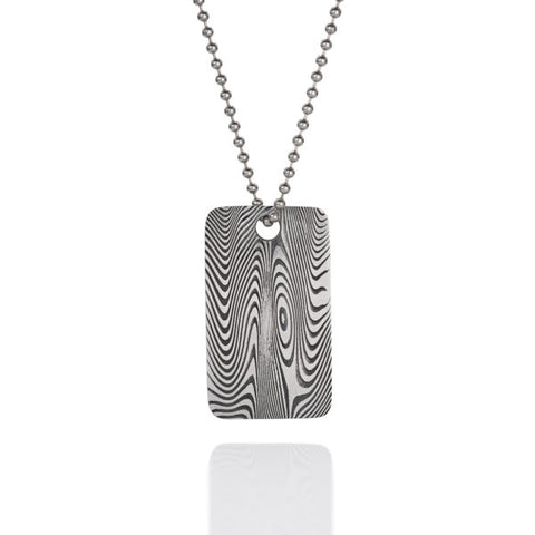 Chris Ploof Designer Damascus Steel Dog Tag Pendant