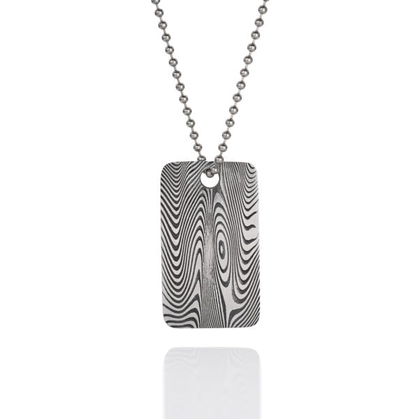 Chris Ploof Designer Damascus Steel Dog Tag Pendant