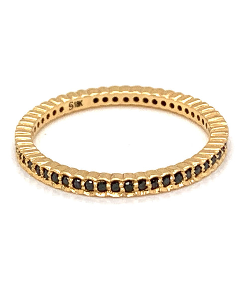 18 Karat Yellow Gold Black Diamonds Eternity Ring